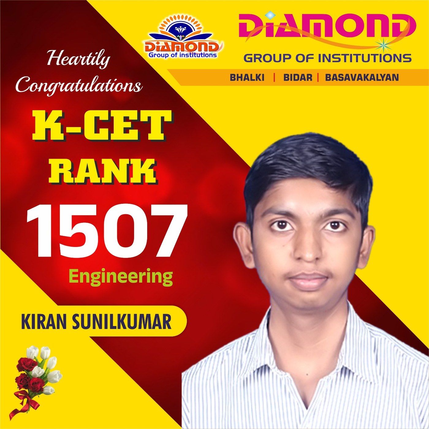 Kiran Sunilkumar — K-CET Rank 1507